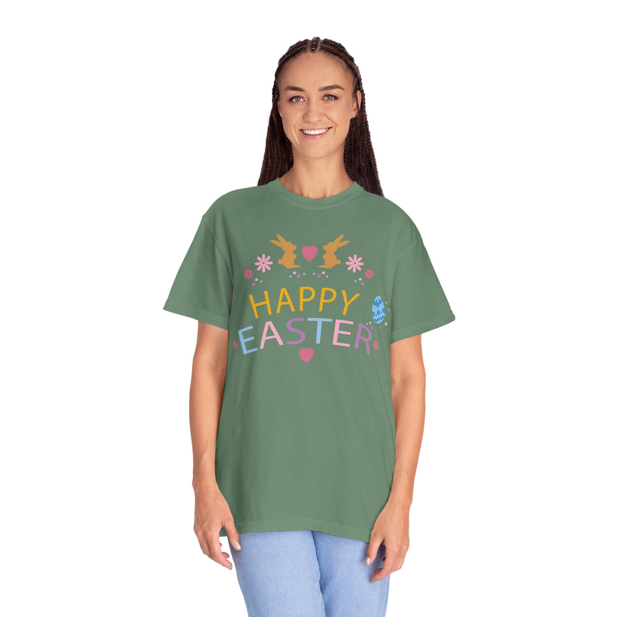 Easter Bunny Heart T-Shirt, Tee Shirt with Easter Signature, T Shirt with Easter Prints, Tee Shirt with Easter Design 2