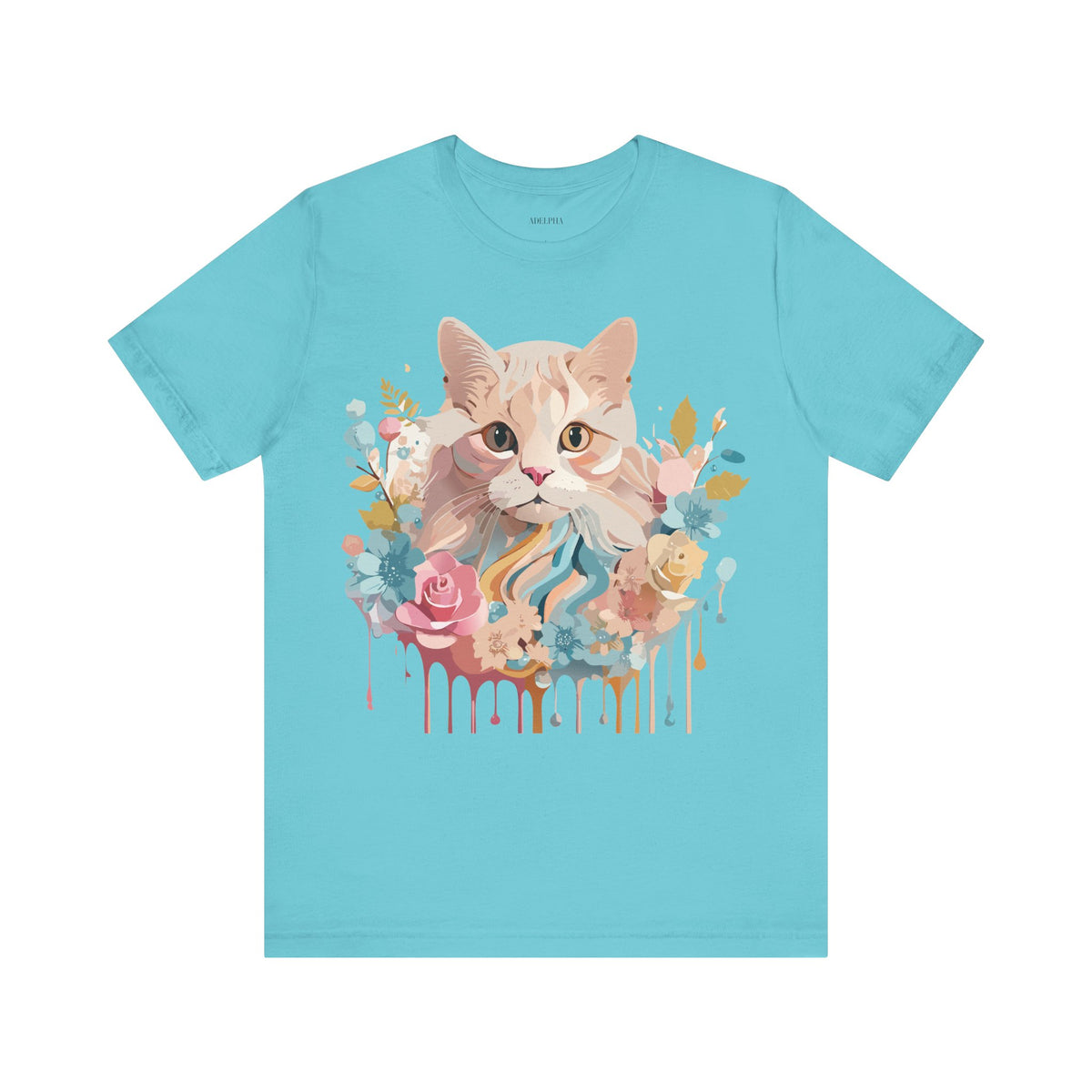 Cat Graphic Unisex Cotton Bella+Canvas Tee with Art Animal Design e110
