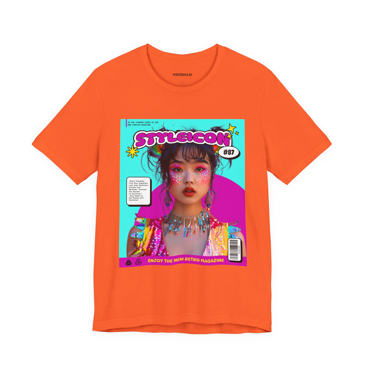 Magazine Cover Graphic Unisex Cotton Bella+Canvas Tee with Retro Poster ab32