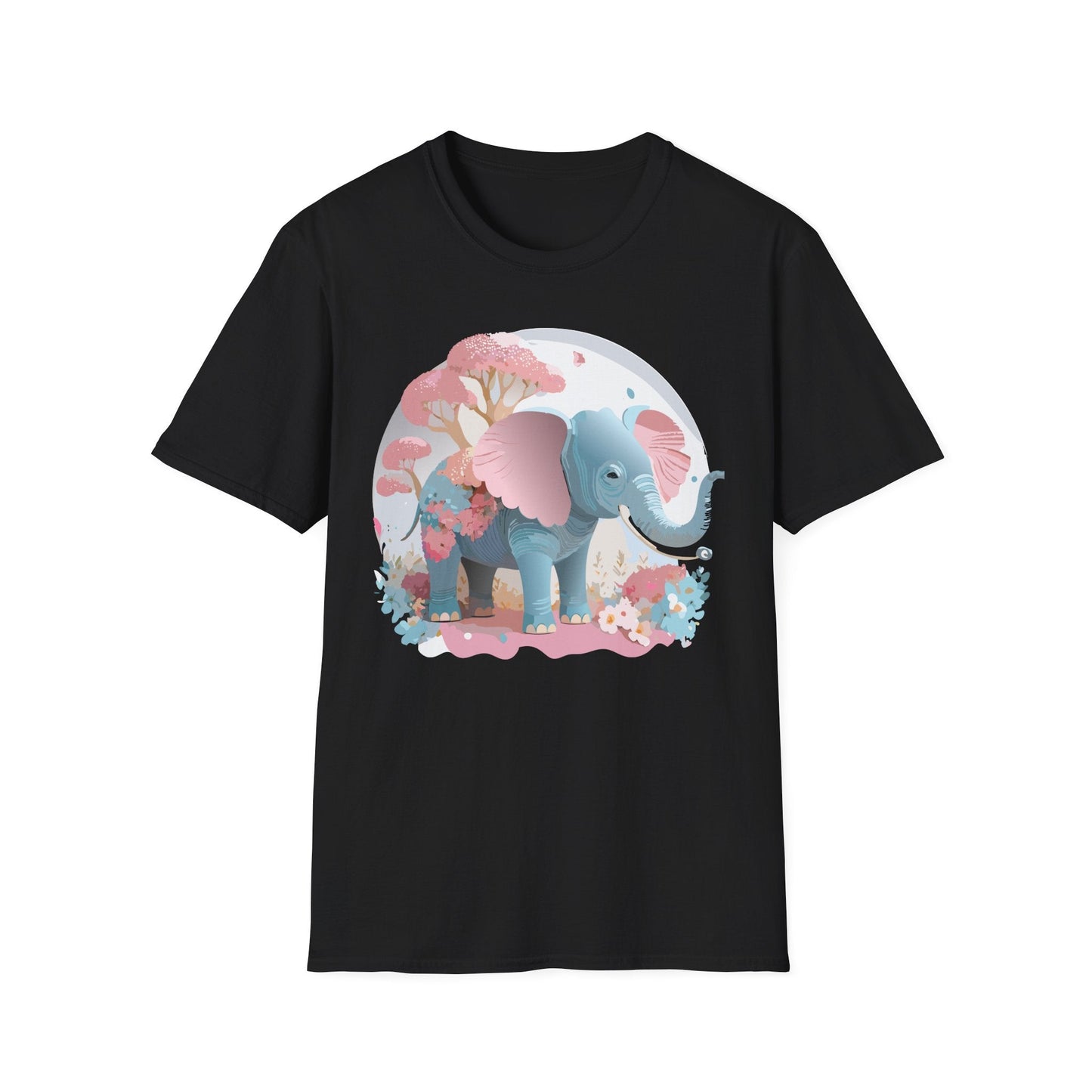 Unisex Elephant Graphic Tee Gildan Softstyle 64000 100 Percent Ring Spun Cotton Fabric