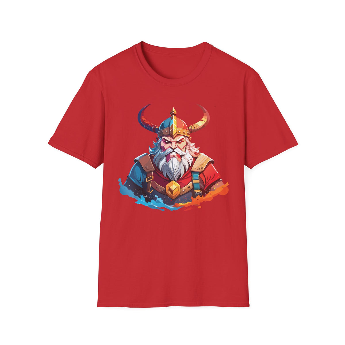 Viking Warrior Illustration T-Shirt | Horned Helmet Norse Art