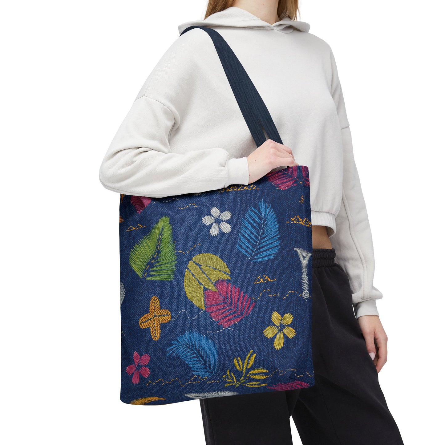 Denim Fabric Imitation Print Unisex Canvas Bag Poly Spun 3 Sizes Tote Bag 182-10