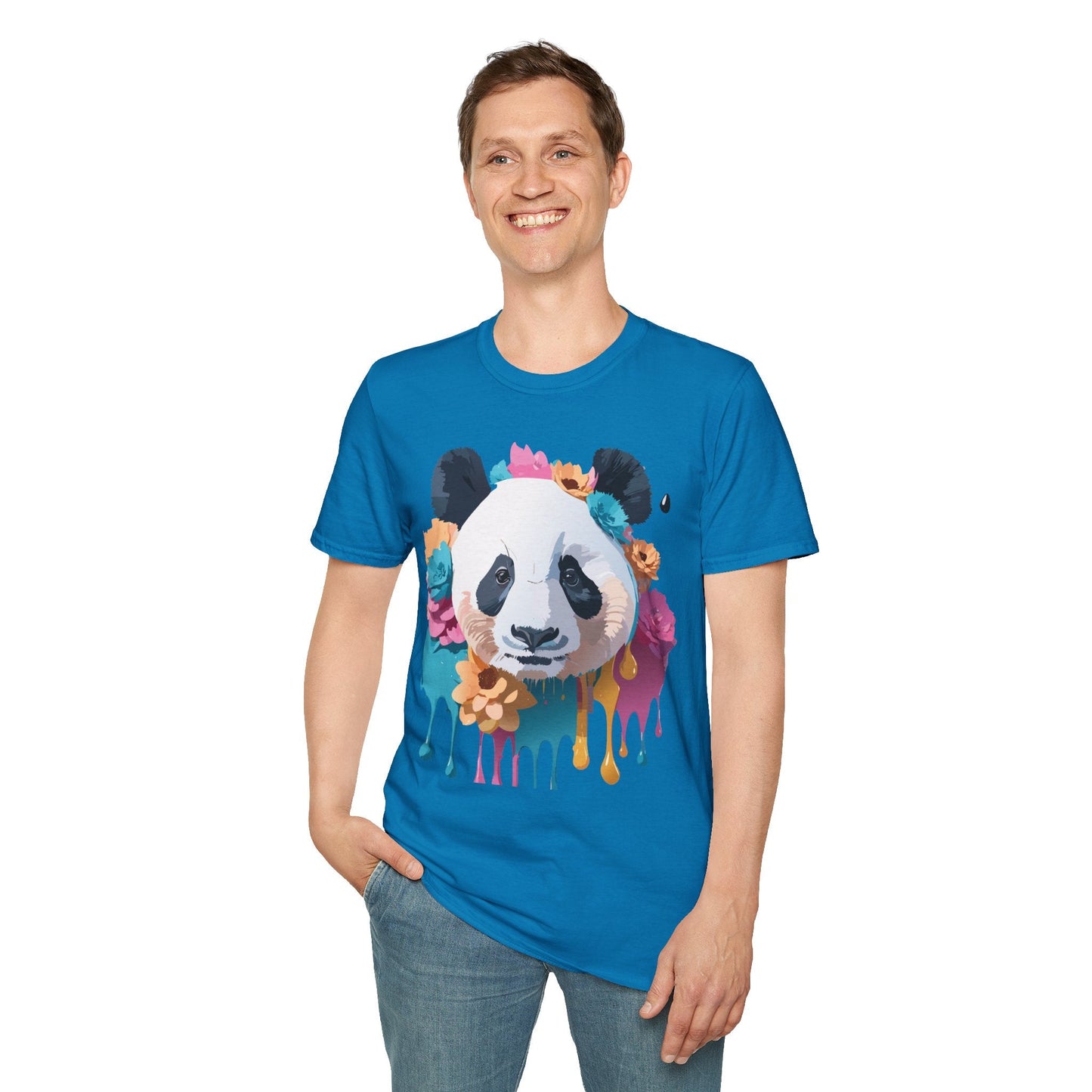 Unisex Panda Shirt Softstyle Cotton Tee For Everyday Wear With Cute Animal Print