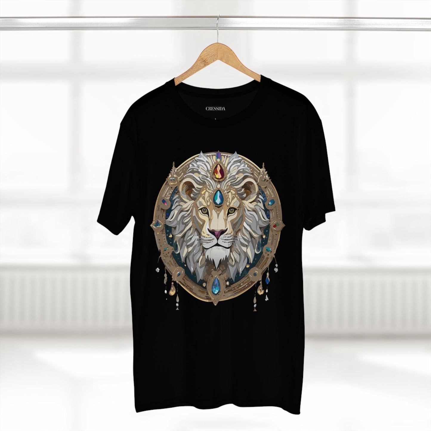 Lion Graphic Unisex 100 Cotton Tee With Unique Animal Golden Medallion Art Design 59