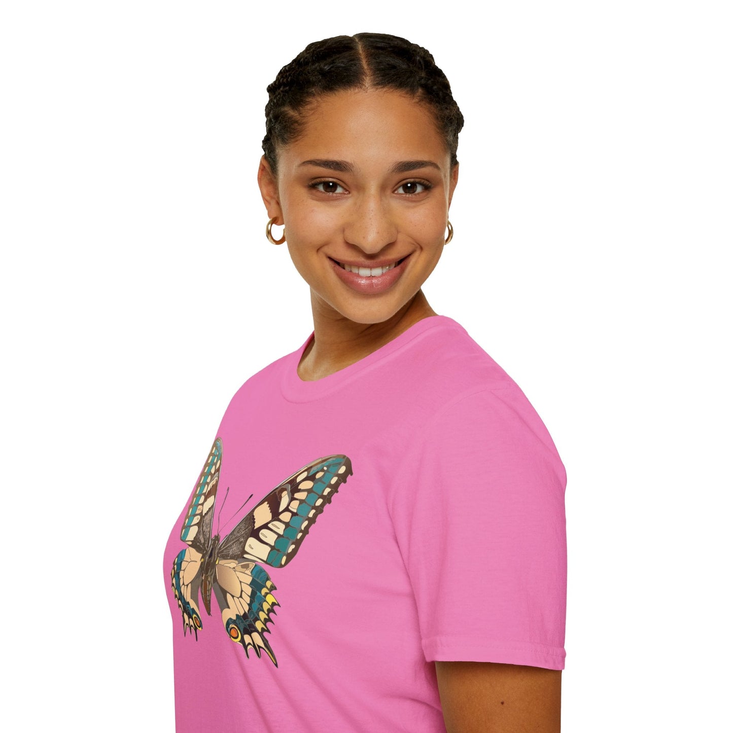 Unisex Butterfly T Shirt Softstyle 64000 Ring Spun Cotton Lightweight Tee Breathable Everyday Comfort