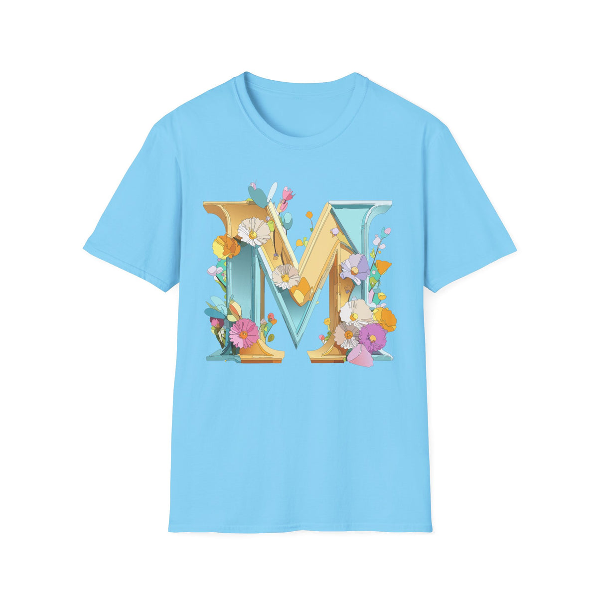Floral Letter M T-Shirt | Botanical Monogram Initial Tee