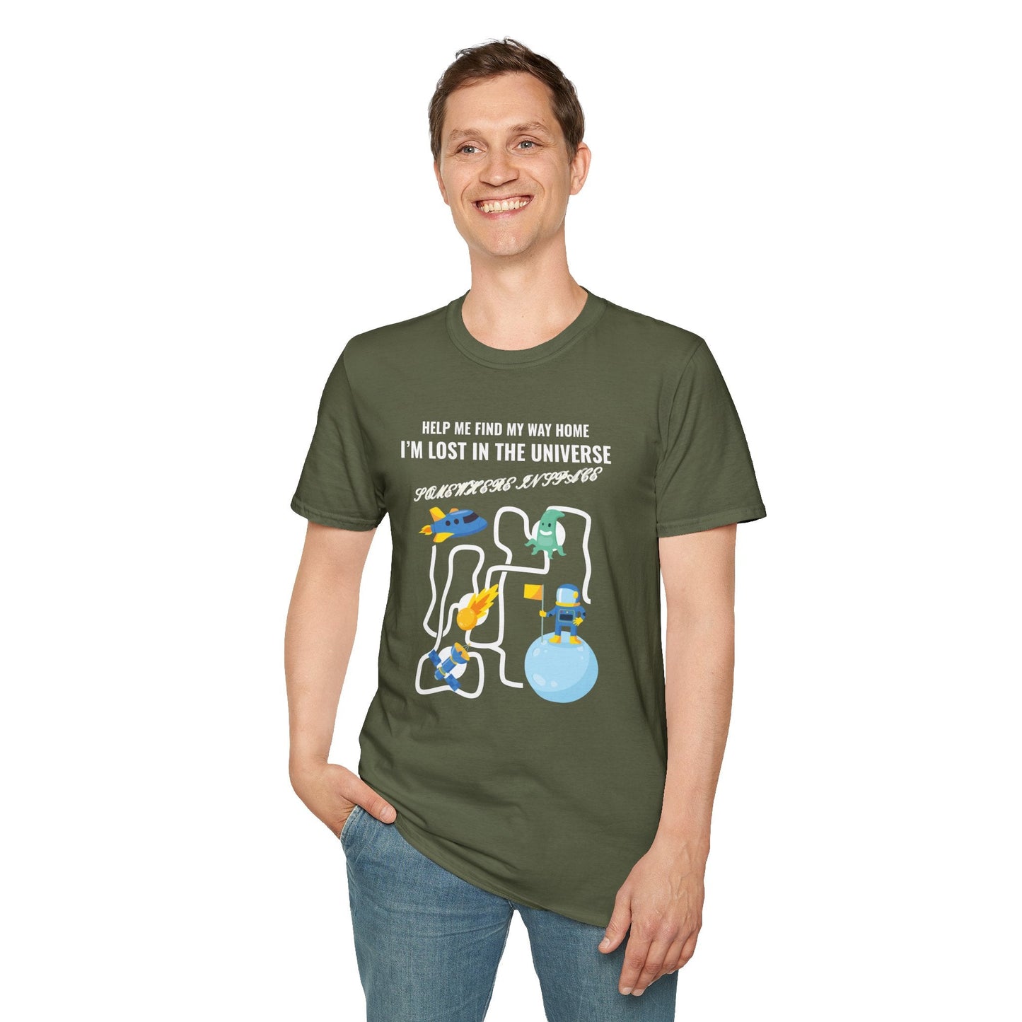 Lost in the Universe TShirt Unisex Cotton Cute Space Maze Graphic Tee