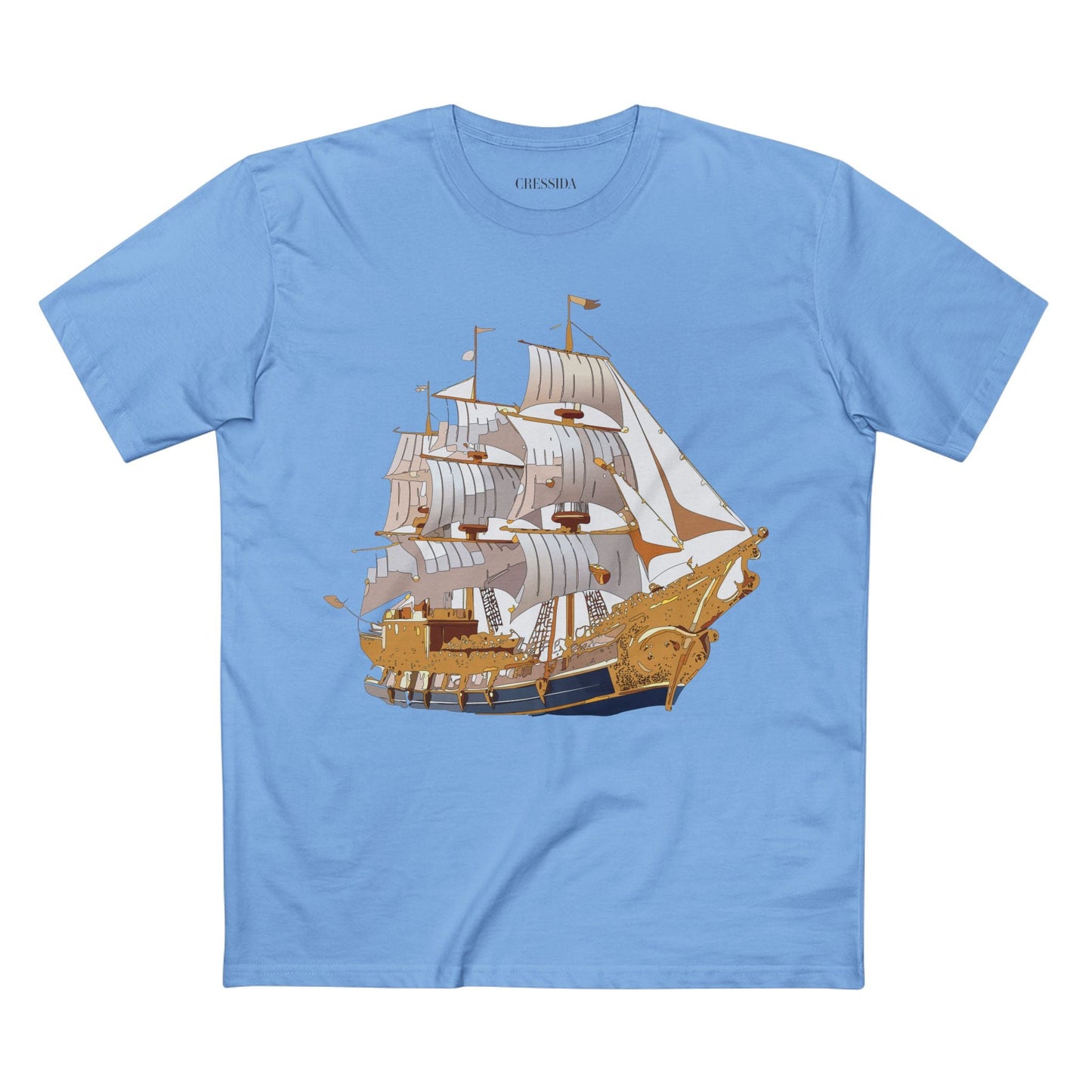 Ship Graphic Unisex 100 Cotton T-Shirt with Gold Frigate Art Design 2