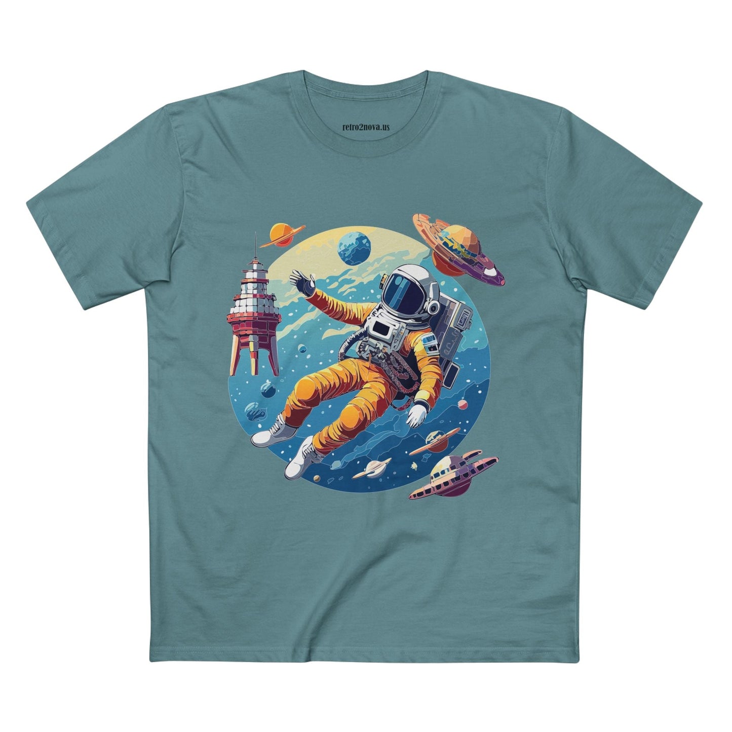 Cosmos Shirt Astronaut Art Unisex Premium Cotton Tee Retro2Nova Original Design Artwork