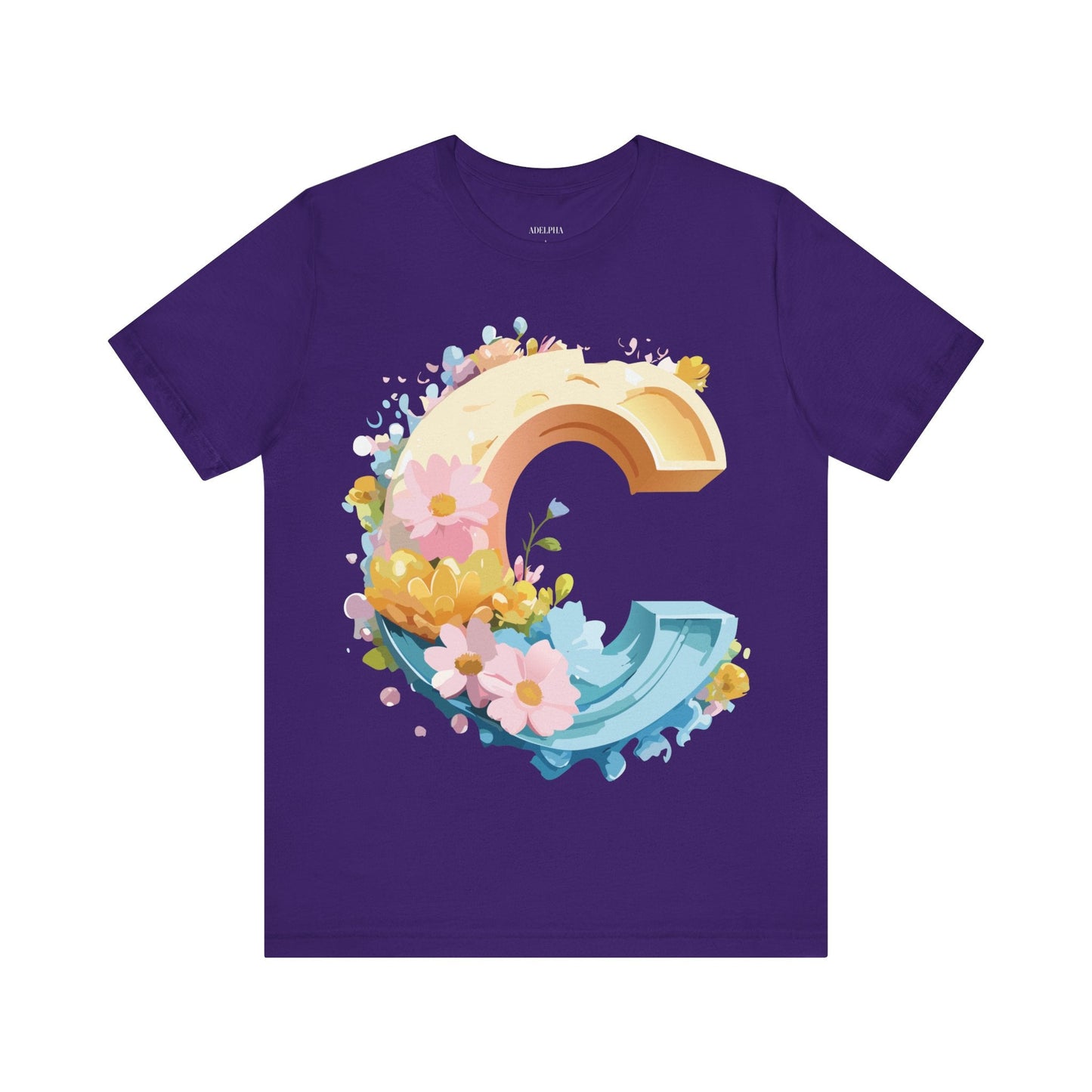 Letter C Graphic Tee Premium Unisex Vintage Art Design Shirt By Adelpha Short Sleeve