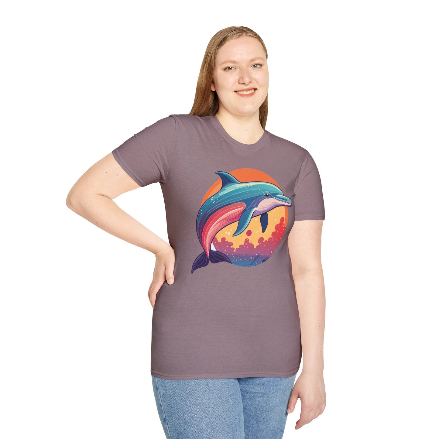 Dolphin Shirt For Unisex Adults Gildan Softstyle 64000 Ring Spun Cotton Tee Fish Tee