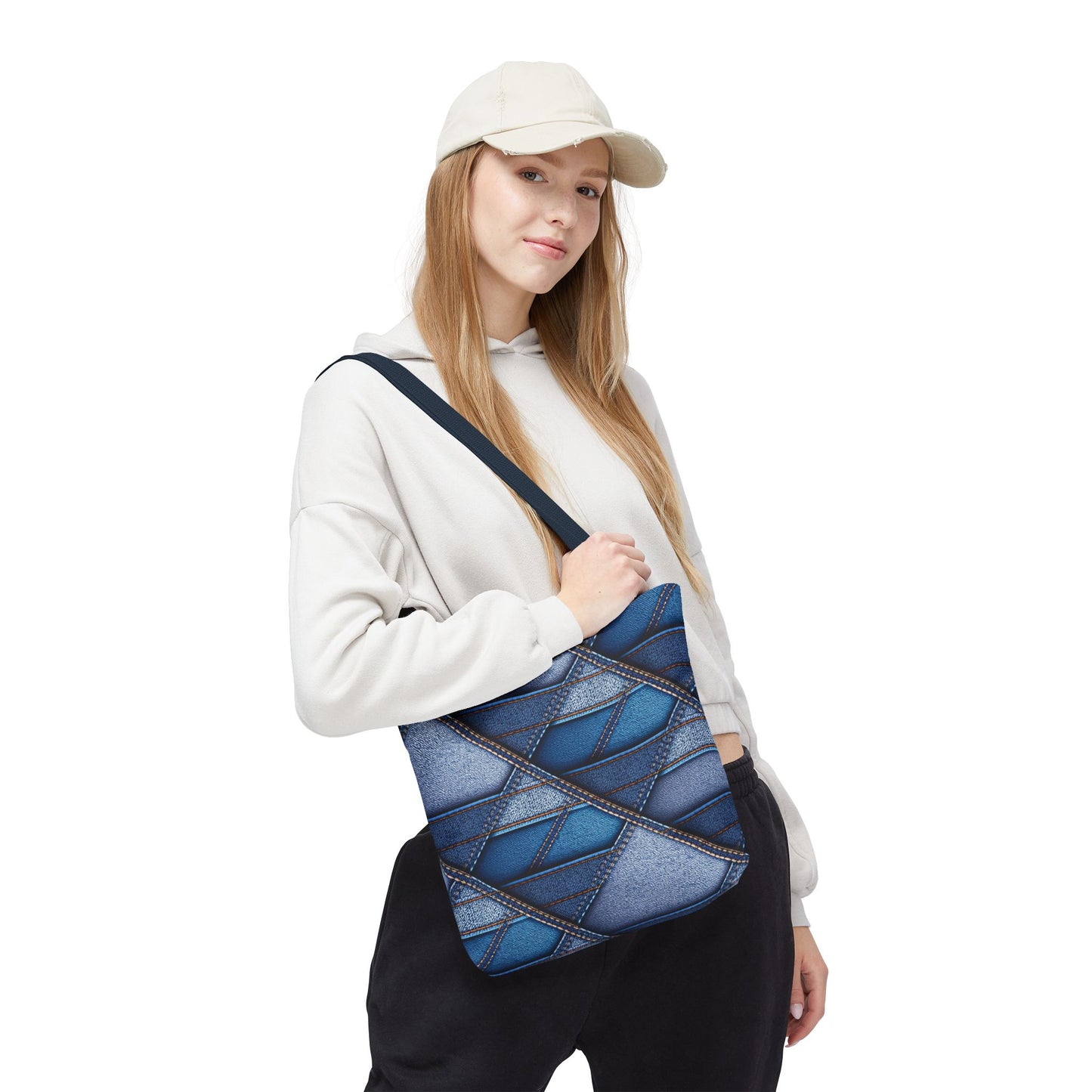 Denim Fabric Imitation Print Unisex Canvas Bag Poly Spun 3 Sizes Tote Bag 100