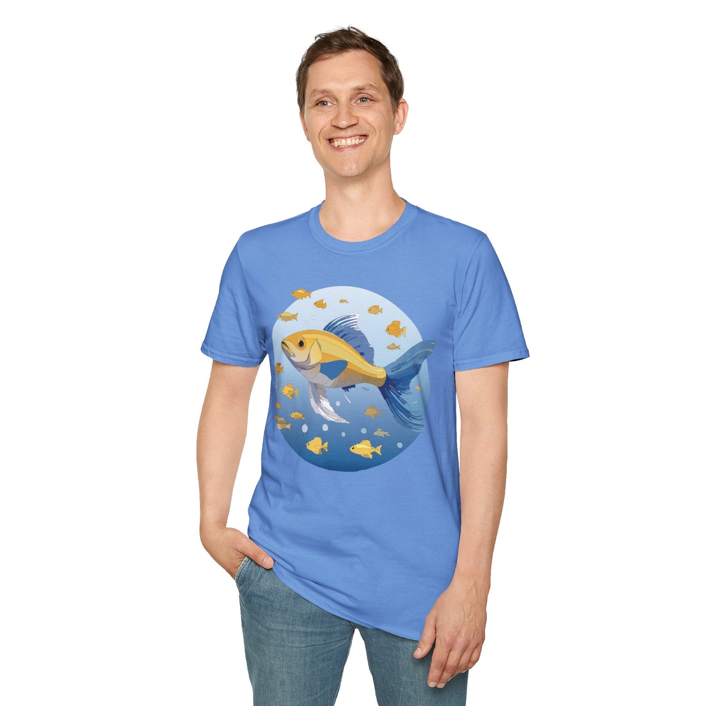 Fish Art Graphic Tee Shirt For Men And Women Unisex Cotton Softstyle Tee With Fish Artwork Design