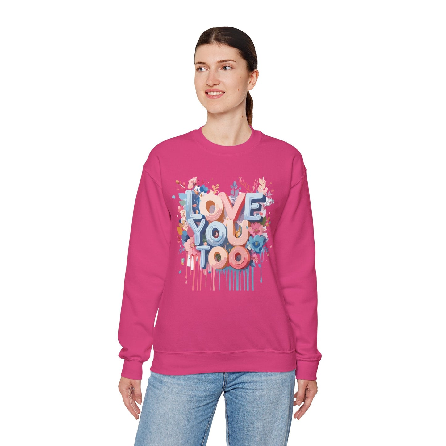 Floral Love Sweatshirt Unisex Valentine Day Crewneck 50 50 Cotton Polyester Cozy Warm Heavy Blend