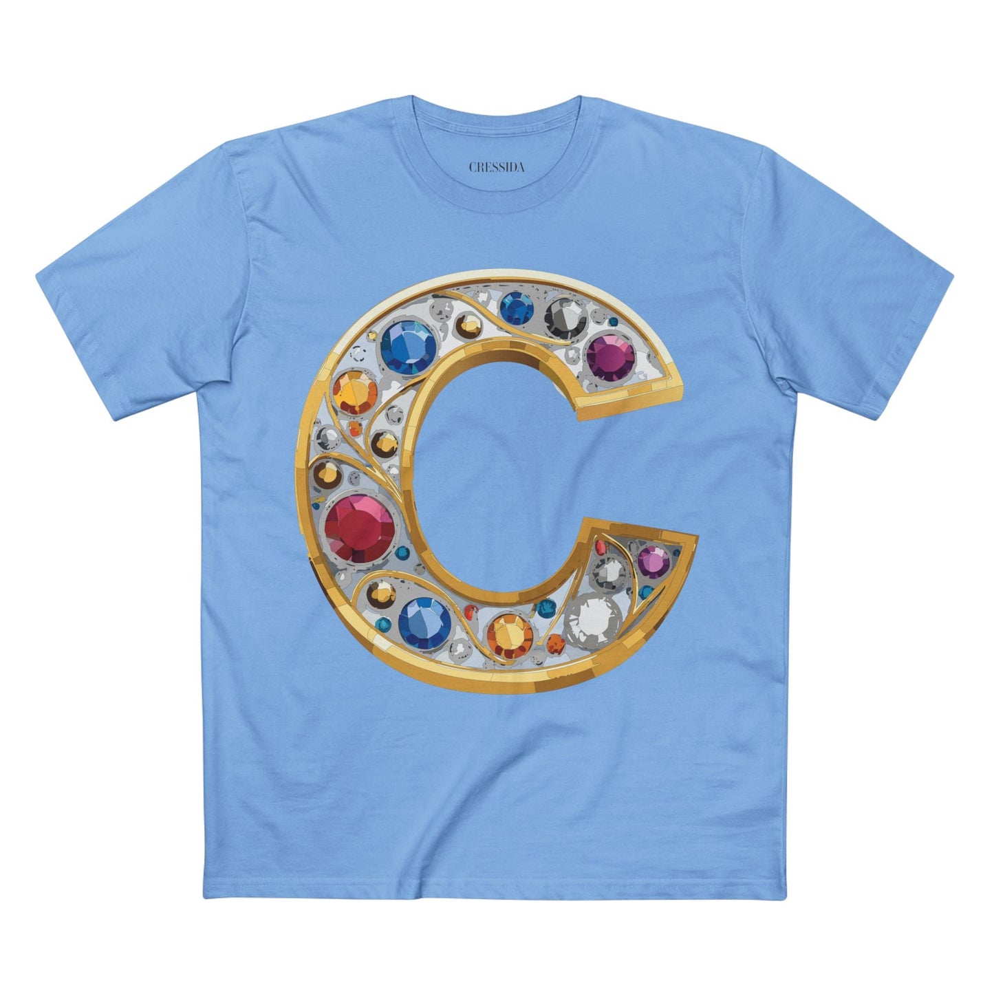 Letter C Graphic Design Tee Unisex 100 Cotton With Antique Gold Letters Artwork T-Shirt
