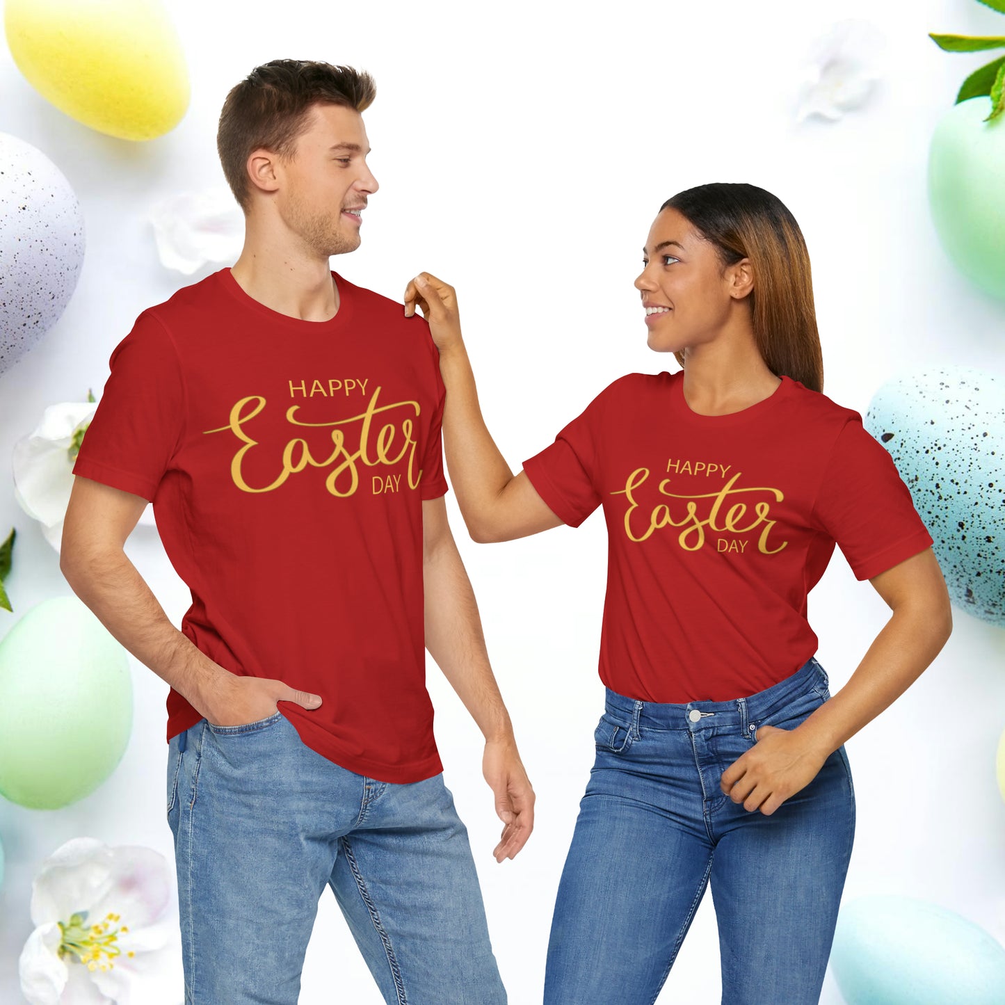 Unisex Cotton Tee Shirt with Easter Prints