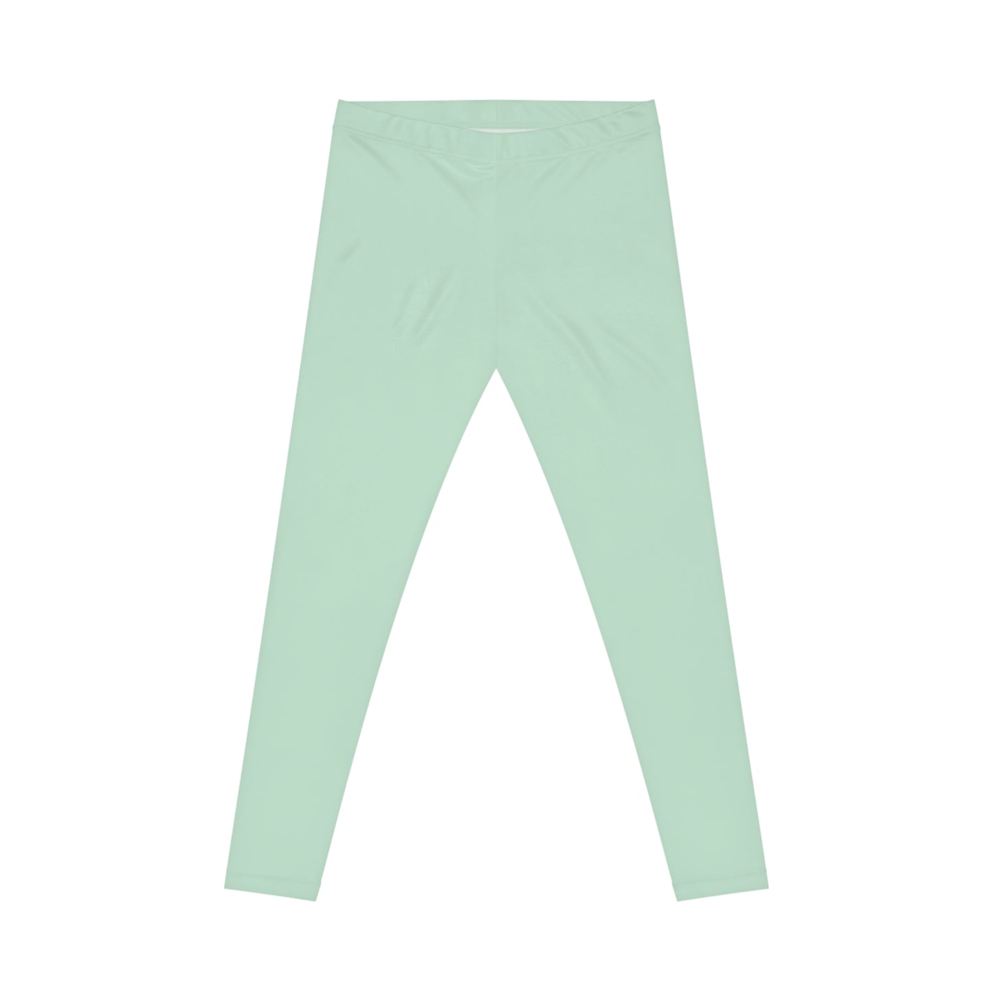 Pale Green Color Women's Poly-Span Casual Leggings XS-2XL