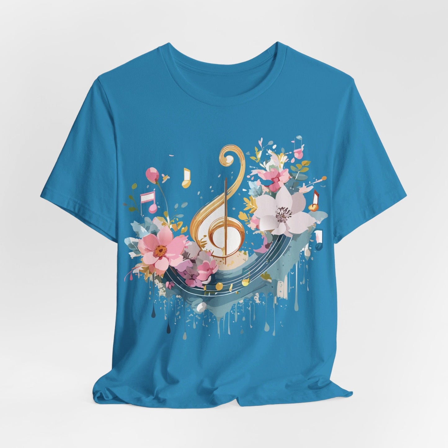 Music Graphic Unisex 100 Cotton Vintage Art with Musical Elements Tee 65