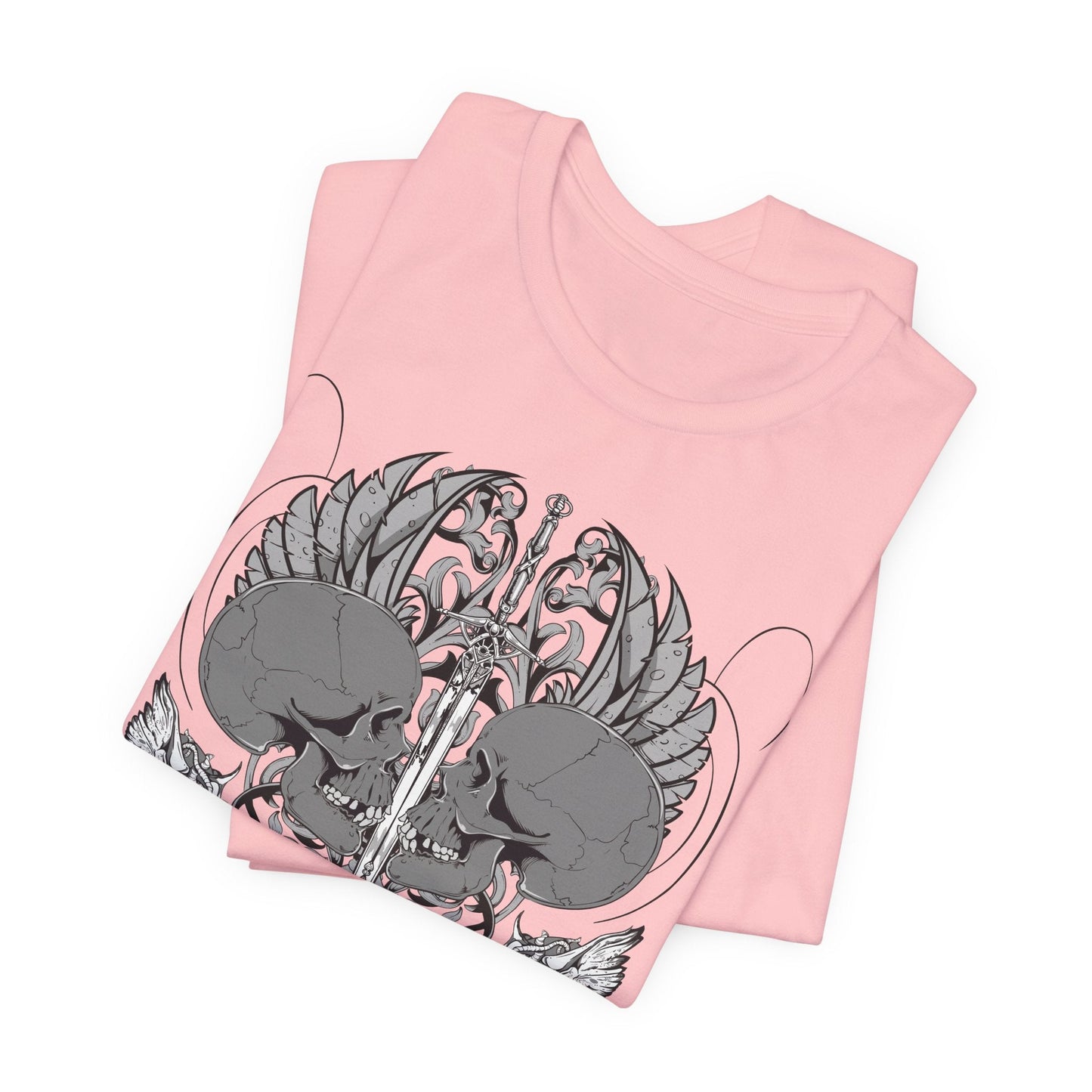 Honor Loyalty crest tee Gothic heraldry skulls wings emblem Art-48
