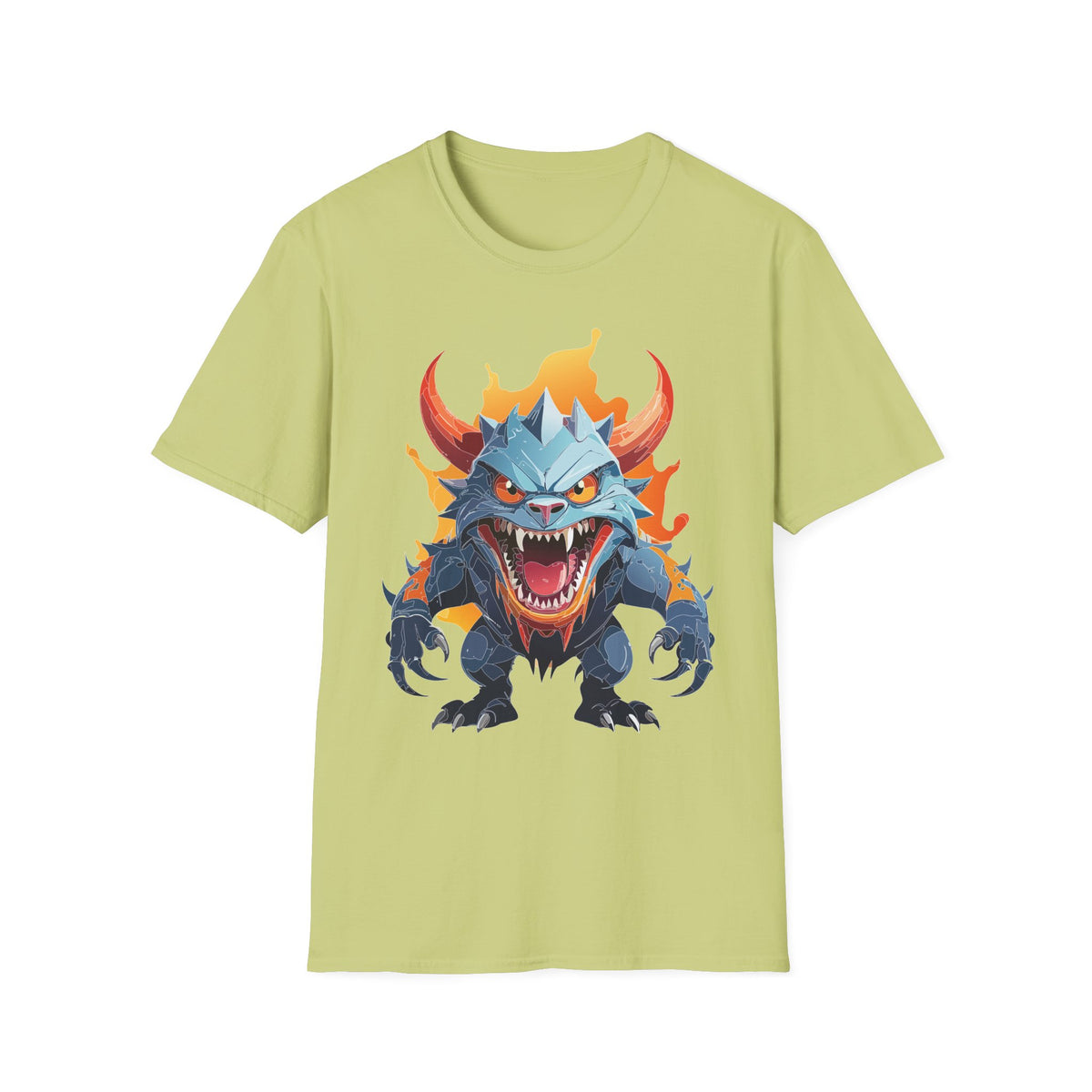 Monster Dragon T-Shirt — Fierce Fire-Breathing Creature Cartoon Graphic Tee Unisex 100 Cotton Gildan T-Shirt