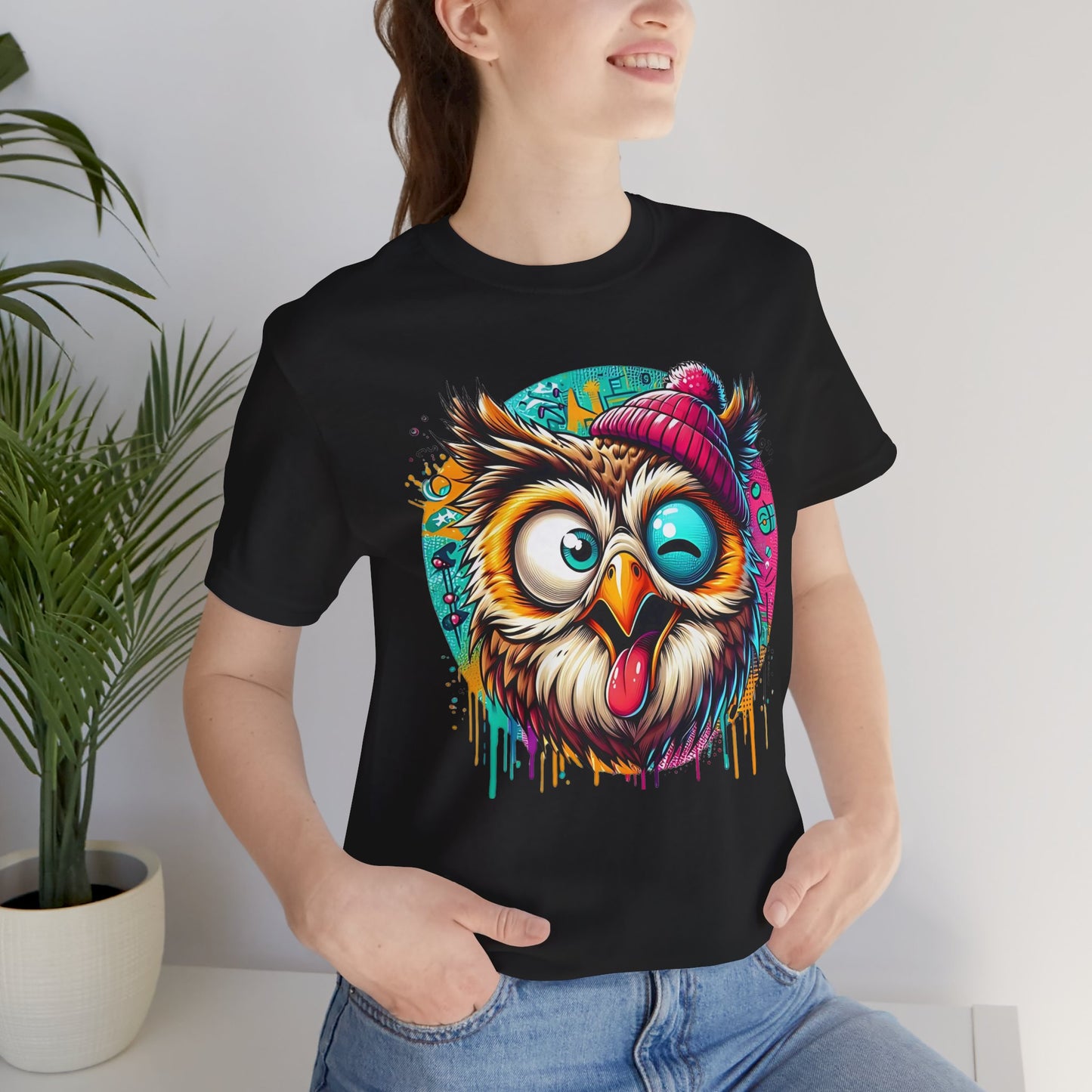 Colorful Owl Graphic Tee, Fun Owl Shirt, Funny Bird Shirt, Cute Cartoon Tees, Animal T-Shirt, Animal Tees, Art Design T-Shirt