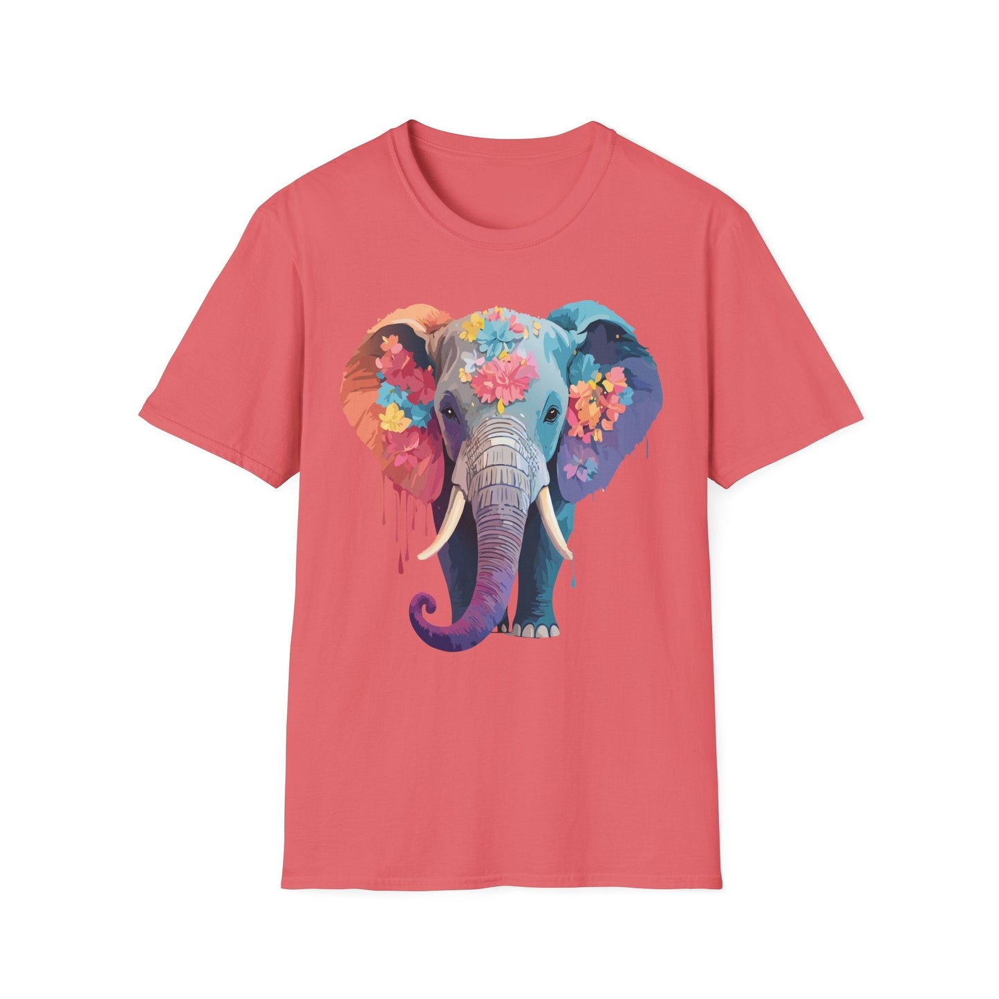 Unisex Elephant T Shirt Gildan SoftStyle 64000 100 Percent Ring Spun Cotton Tee Shirt