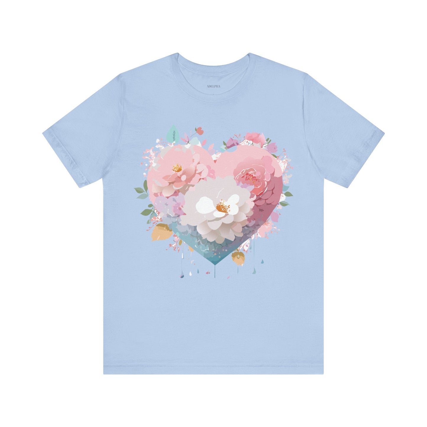 Valentine Day Graphic Unisex 100 Cotton Vintage Artwork with Love and Flower Design Tee 35
