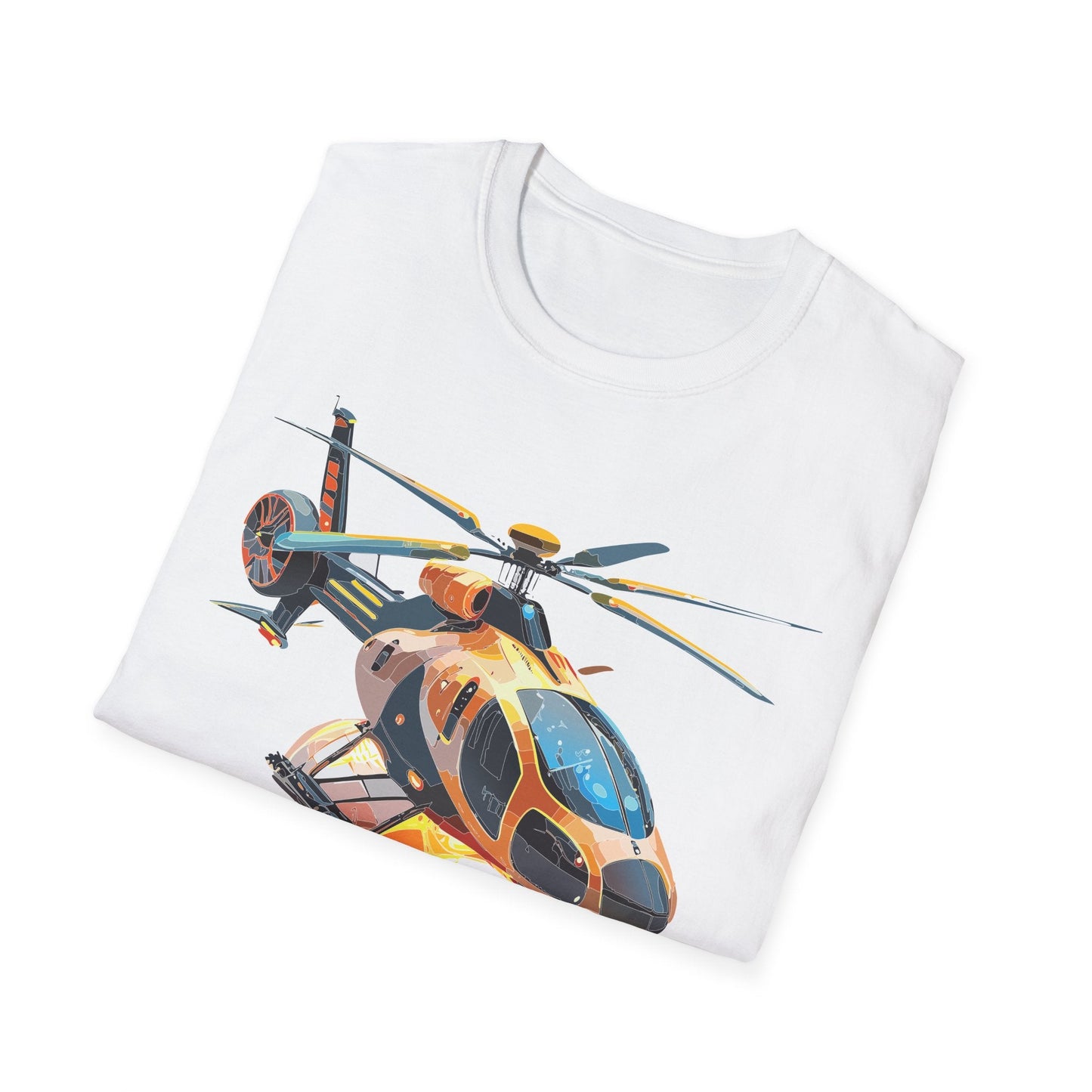 Unisex Helicopter Chopper T Shirt Softstyle 64000 Gildan Durable Lightweight Tee Design