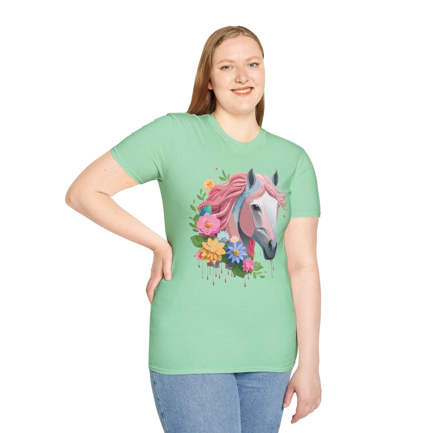 Unisex Horse Shirt Softstyle Cotton Tee With Animal Print Design