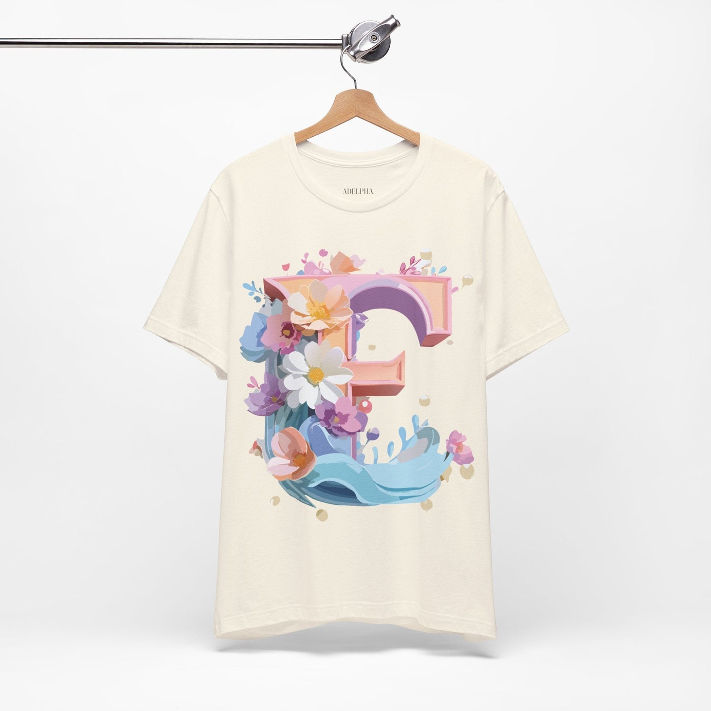 Letter E Shirt Graphic Tee Unisex Vintage Inspired Artwork By Adelpha Premium Short Sleeve