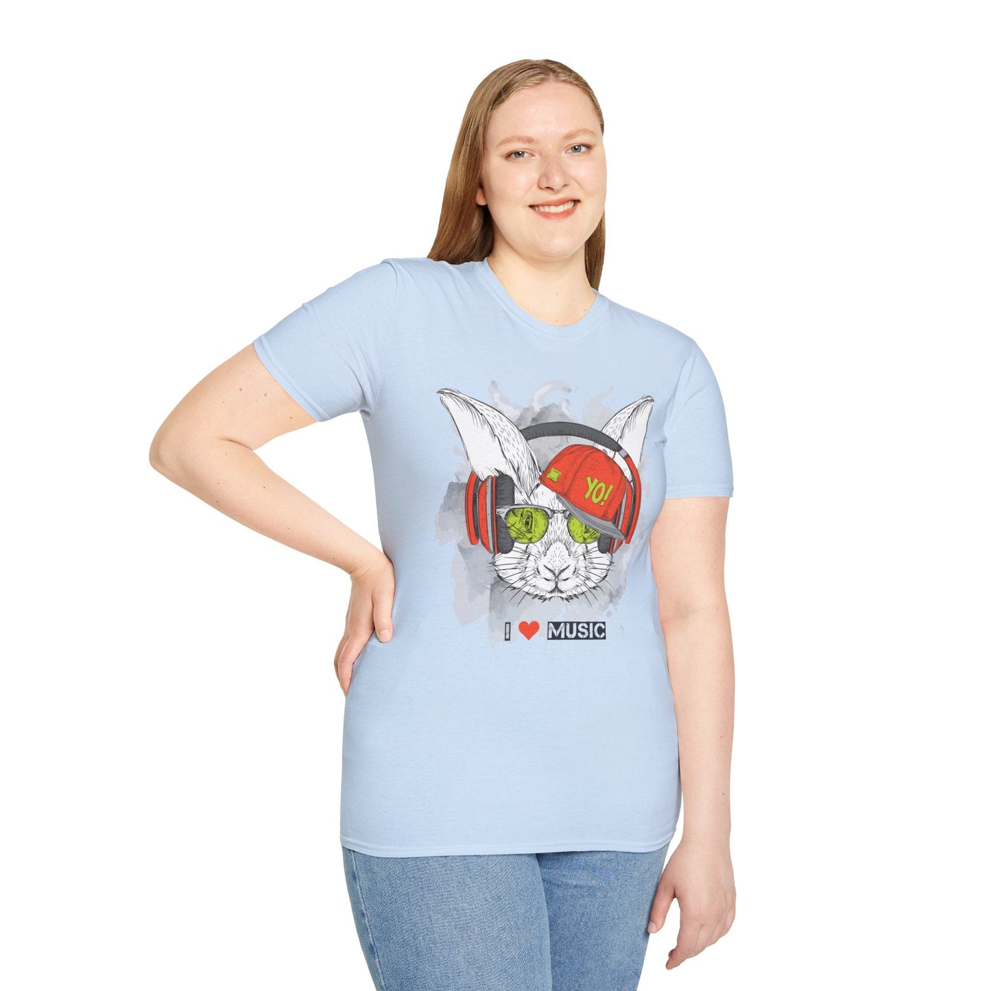 Unisex Music Animals Shirt With Headphones Softstyle Short Sleeve Tee Gildan 64000