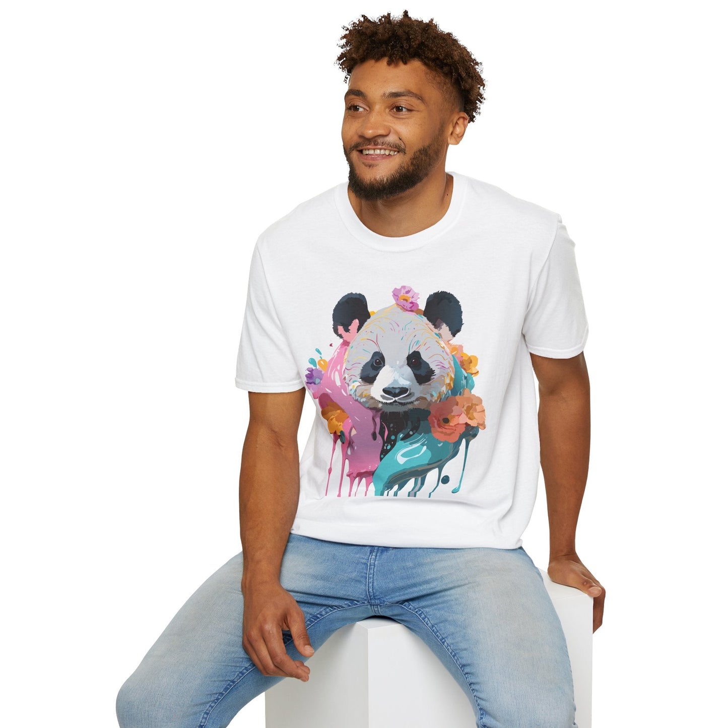Gildan Softstyle Panda Shirt Unisex T Shirt With Panda Animal Design 100 Percent Cotton Tee