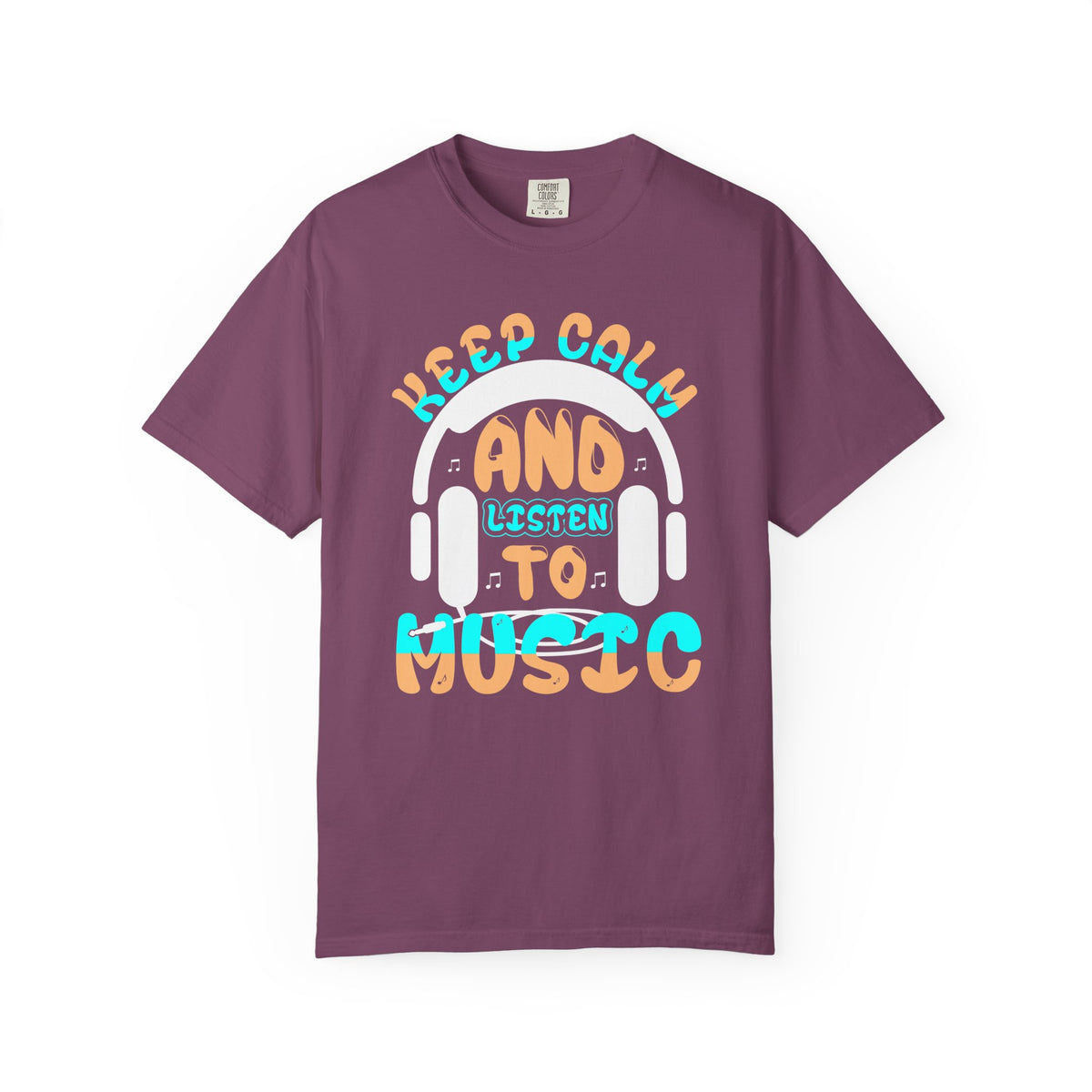 Keep Calm and Listen to Music T-Shirt Headphones Graphic Unisex Cotton Tee 055