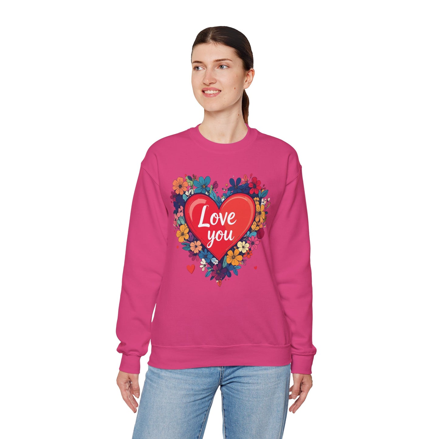 Big Heart Sweatshirt, Floral Heart Sweatshirt, Floral Love Sweatshirt, Valentine's Day Sweatshirt, Heart Floral Sweatshirt 107