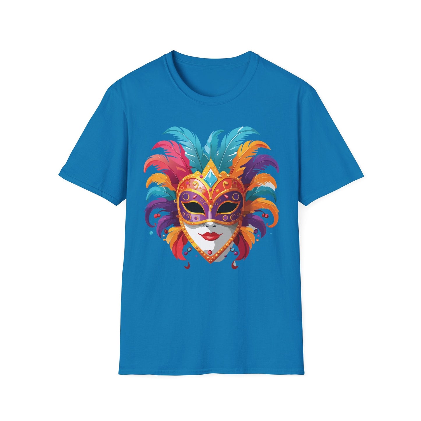 Unisex Gildan Softstyle Mask Tee Shirt With Art Design Casual Everyday Wear Masquerade Tee