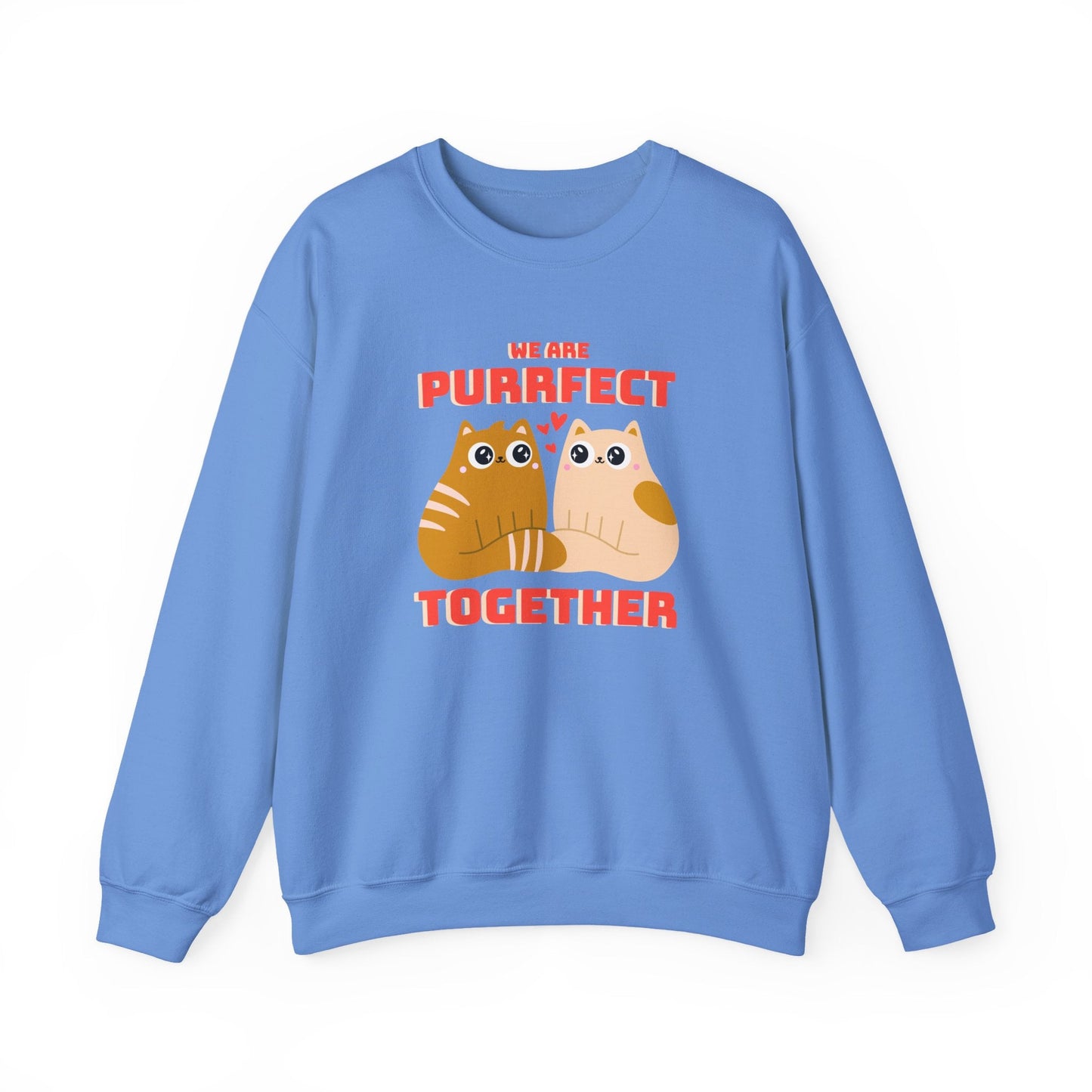 Cat Heart Sweatshirt Unisex 50/50 Cotton-Poly Blend Valentine Gift For Cat Lovers