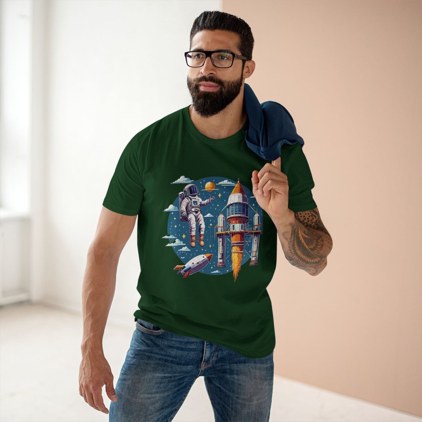 Cosmos Astronaut Shirt Unisex Premium Cotton Tee With Original Art Design Retro2Nova