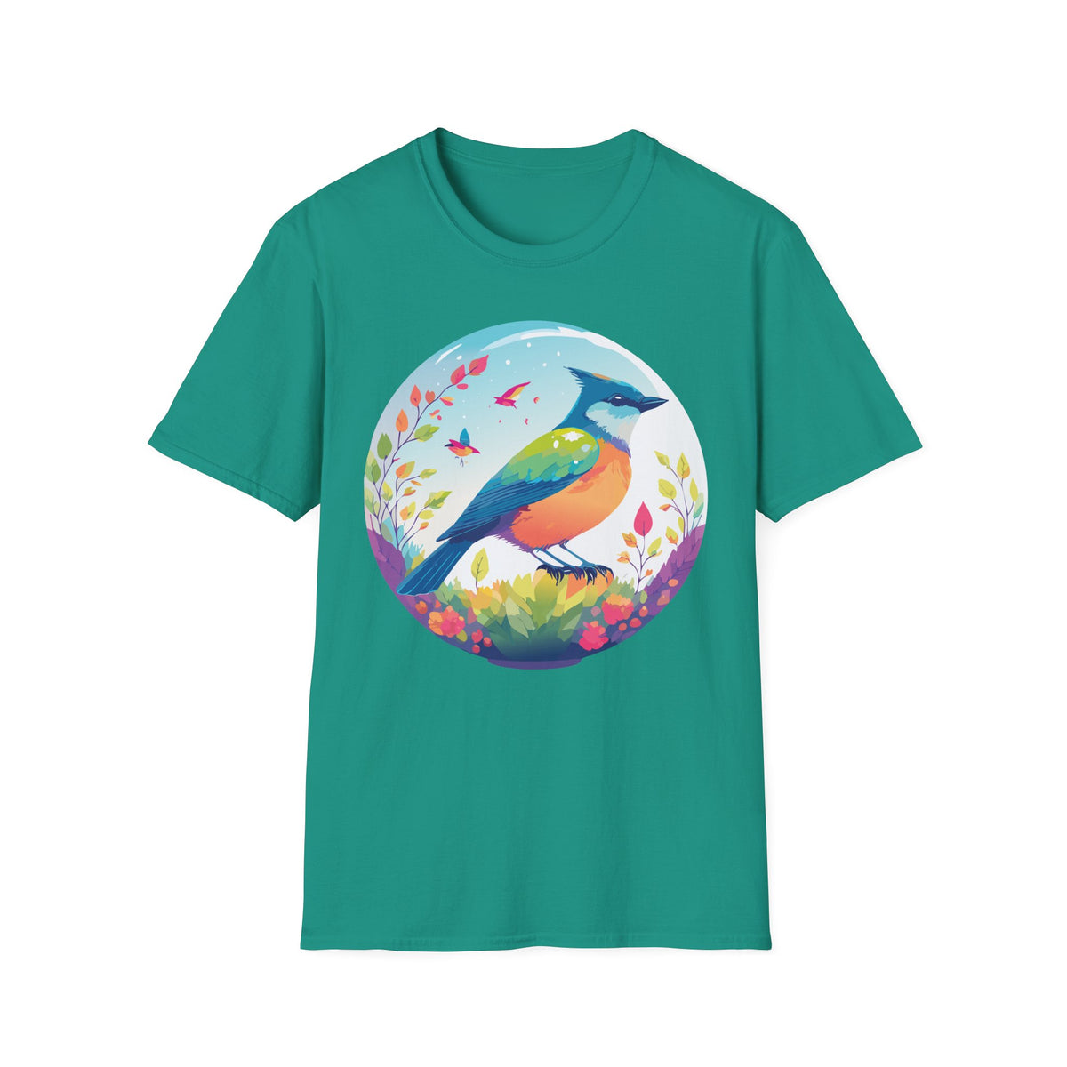 Colorful Songbird Illustration T-Shirt | Vibrant Bird Art Tee