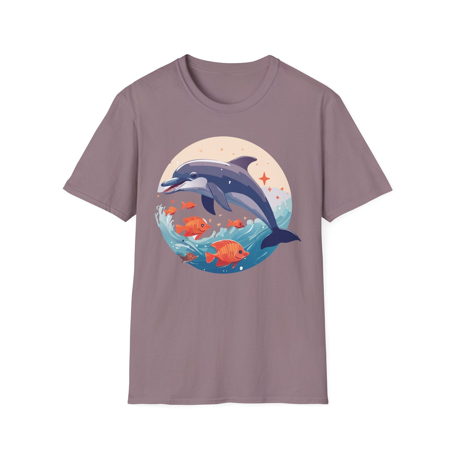 Unisex Dolphin Shirt Gildan Softstyle 64000 Short Sleeve Fish Tee With Dolphin Graphic