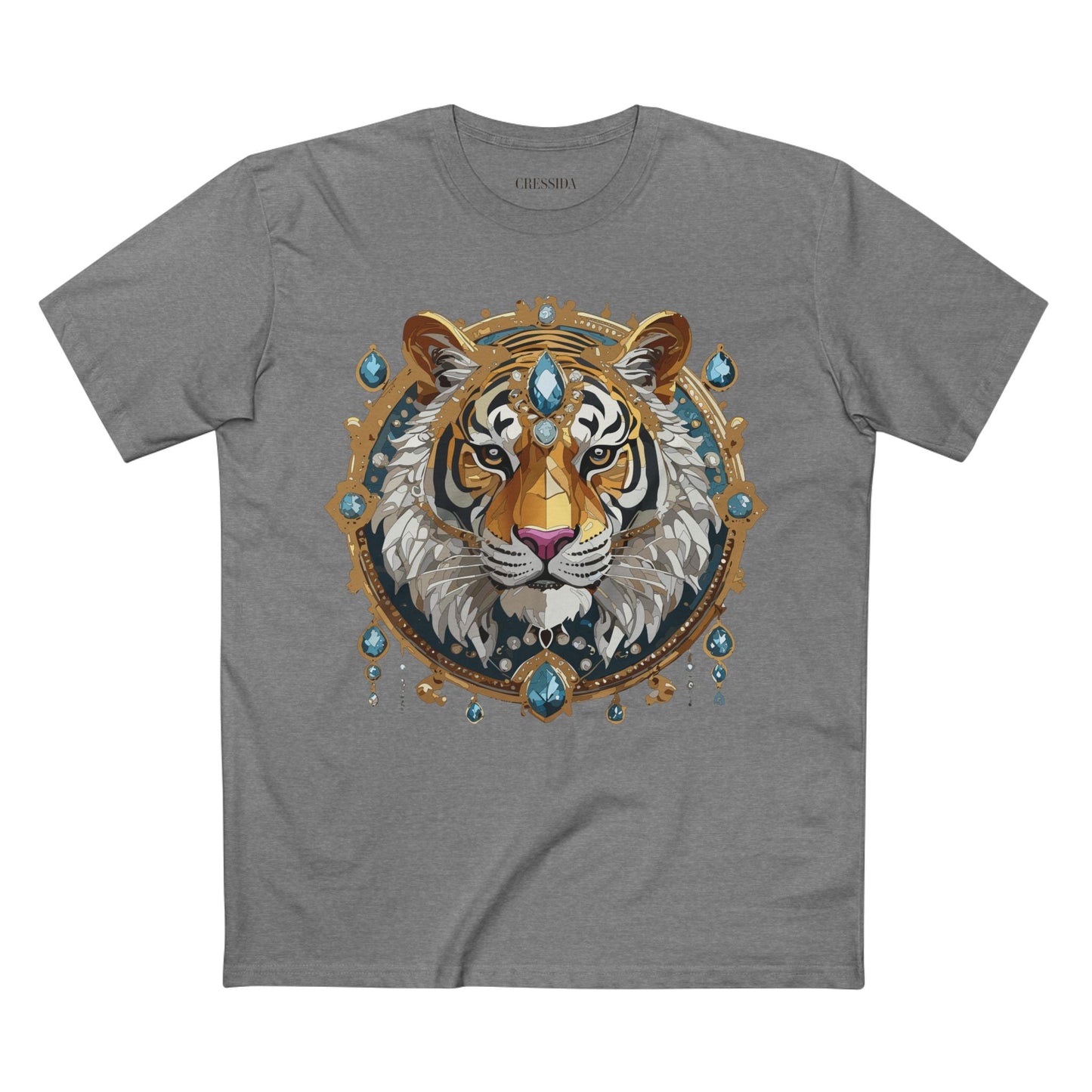 Tiger Graphic Unisex 100 Cotton Tee With Unique Animal Golden Medallion Art Design 51