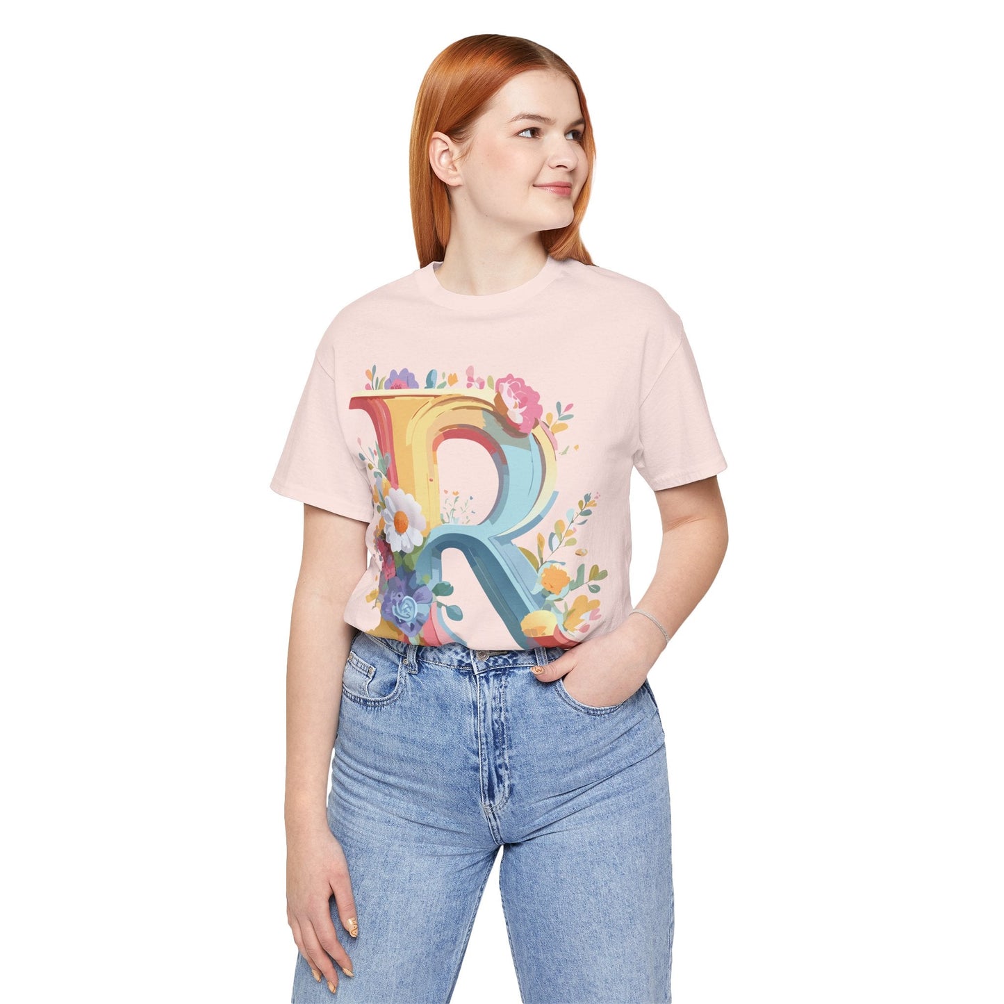 Adelpha Letter R Graphic Tee Unisex Short Sleeve Vintage Style Art Design Artwork Premium Fit