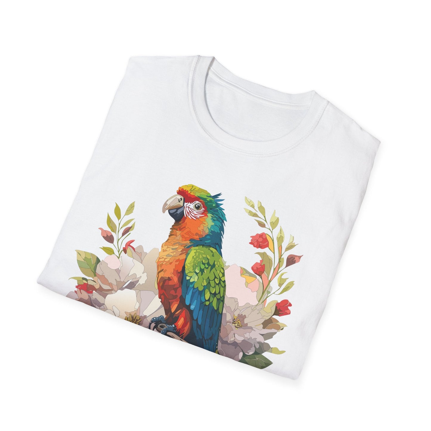 Floral Bird T Shirt Unisex Softstyle Gildan 64000 Graphic Tee With Animal Design