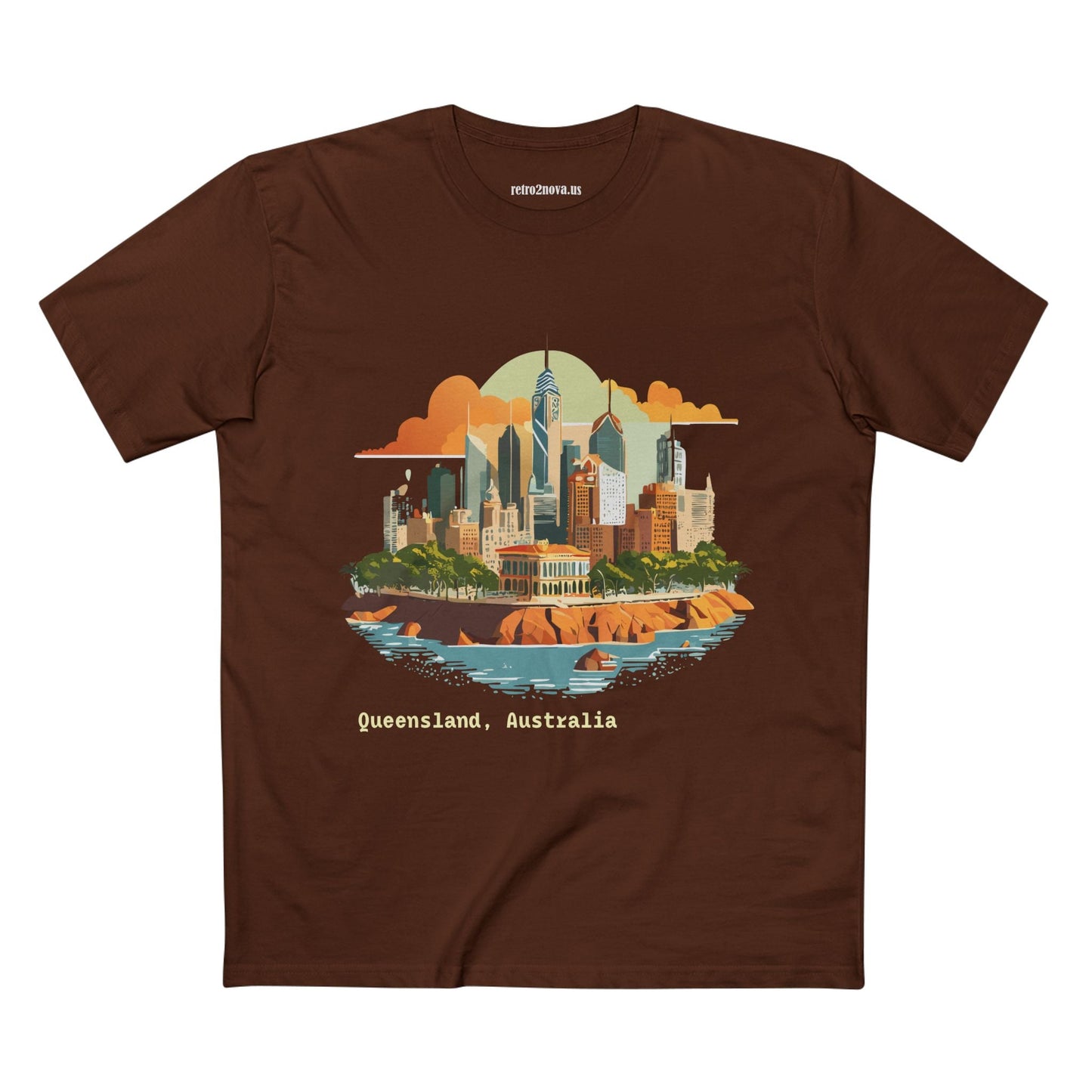 Unisex Travel Shirt Australia Art Tee Premium Cotton Original Design Retro2Nova TT65