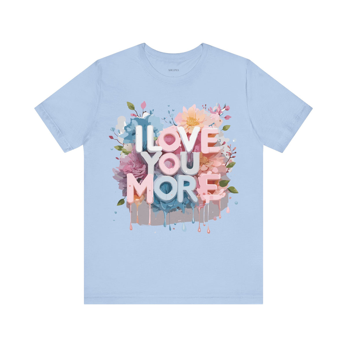 Valentine's Day Graphic Unisex Cotton Bella+Canvas Tee with Floral Art Design d135
