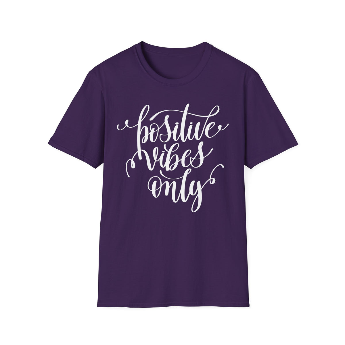 Positive Vibes Only T-Shirt Unisex Cotton Short Sleeves Handlettered Inspirational Tee