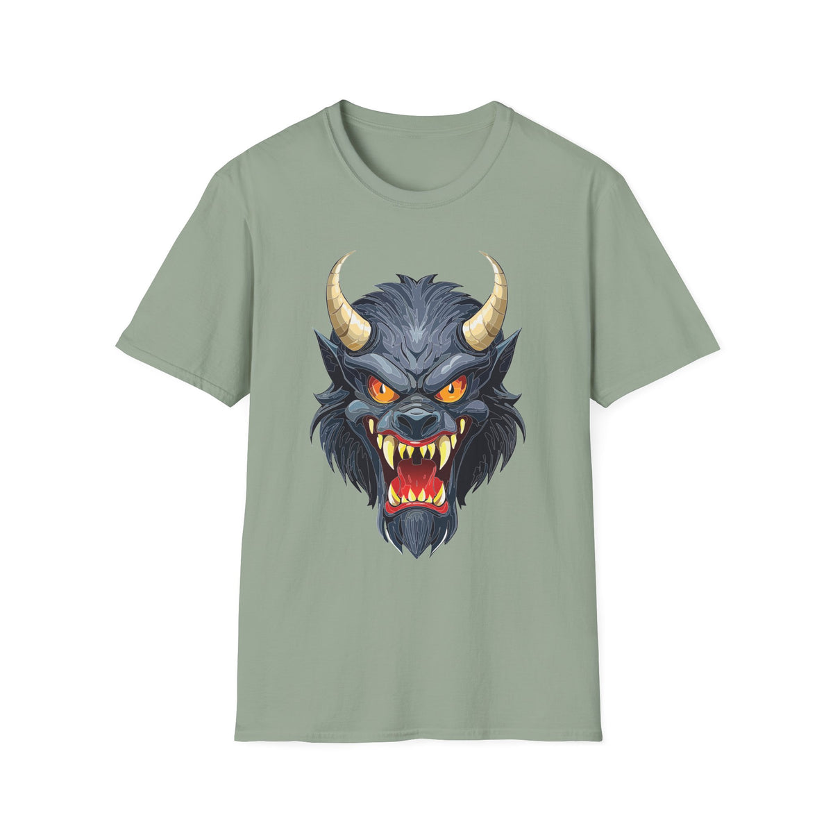 Demonic Wolf Monster Graphic T-Shirt Cartoon Graphic Tee Unisex 100 Cotton Gildan T-Shirt