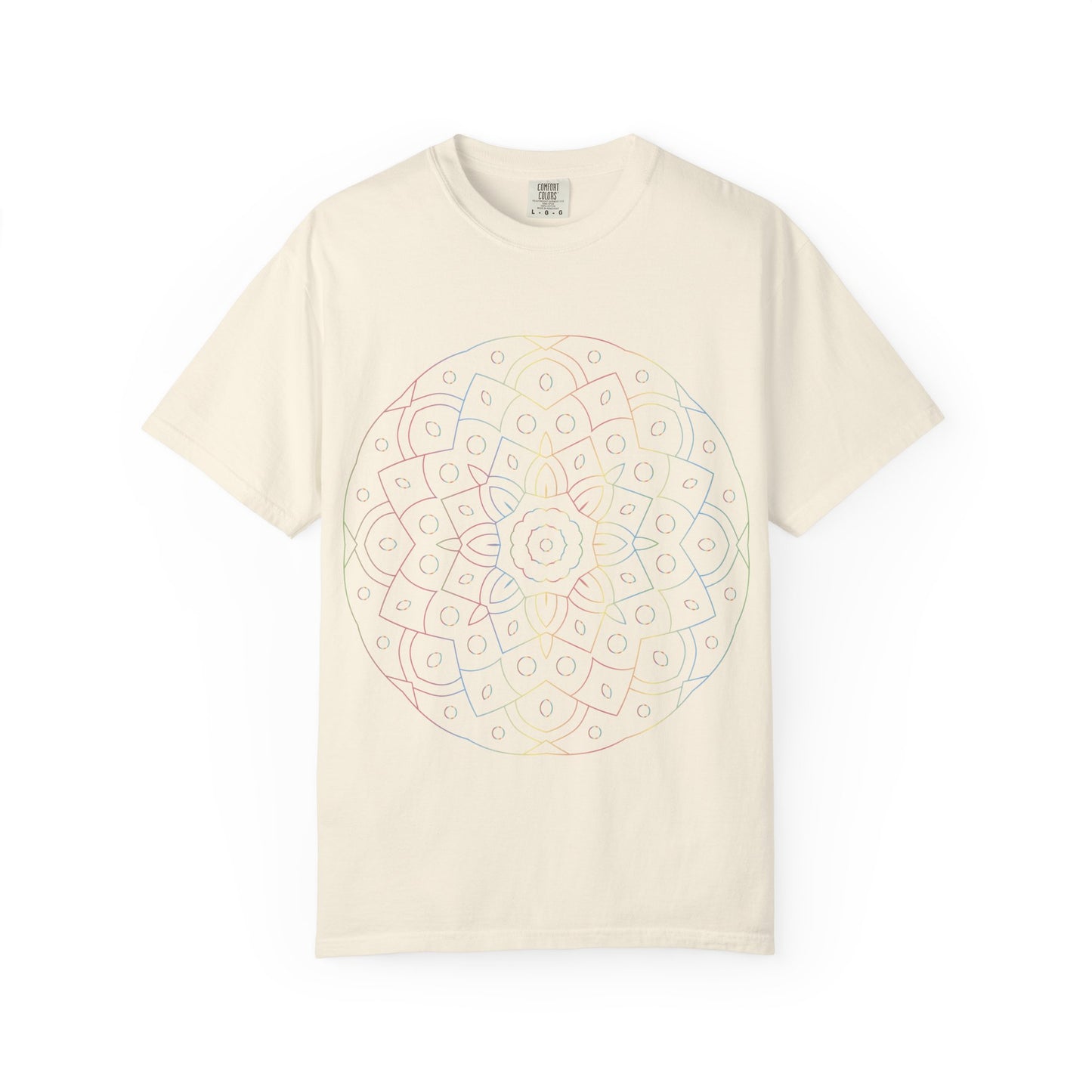 Unisex Garment Dyed Cotton T-Shirt with Mandala Graphic Design