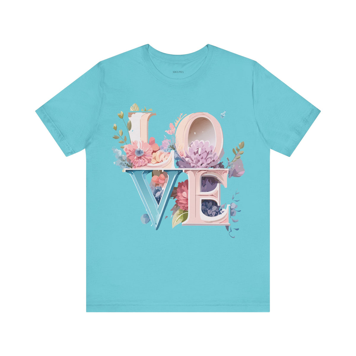 Valentine's Day Graphic Unisex Cotton Bella+Canvas Tee with Floral Art Design d100