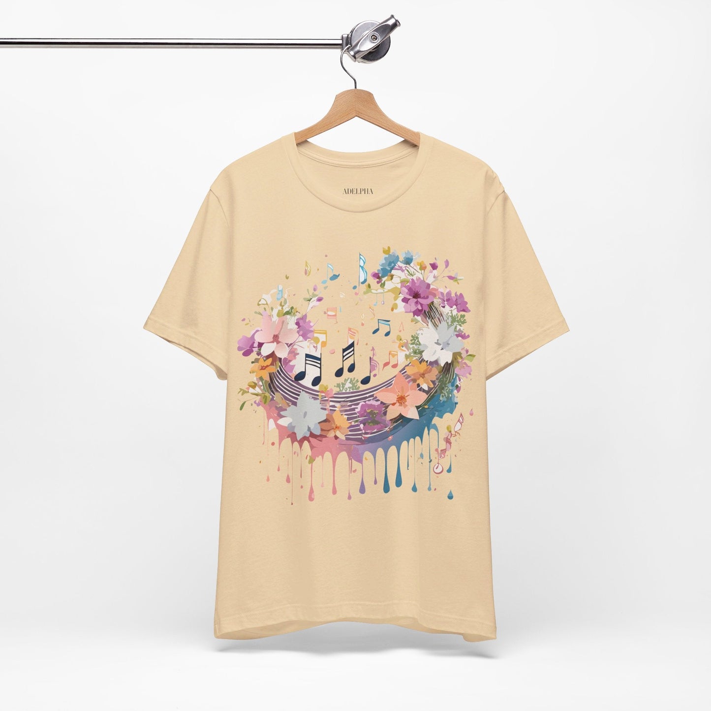 Music Graphic Unisex 100 Cotton Vintage Art with Musical Elements Tee 114