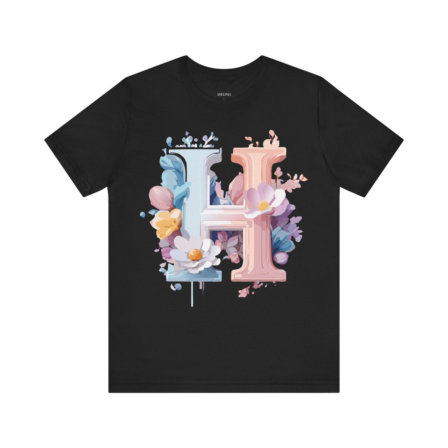 Letter H Shirt Graphic Tee Unisex Short Sleeve Premium Vintage Inspired Artwork Adelpha